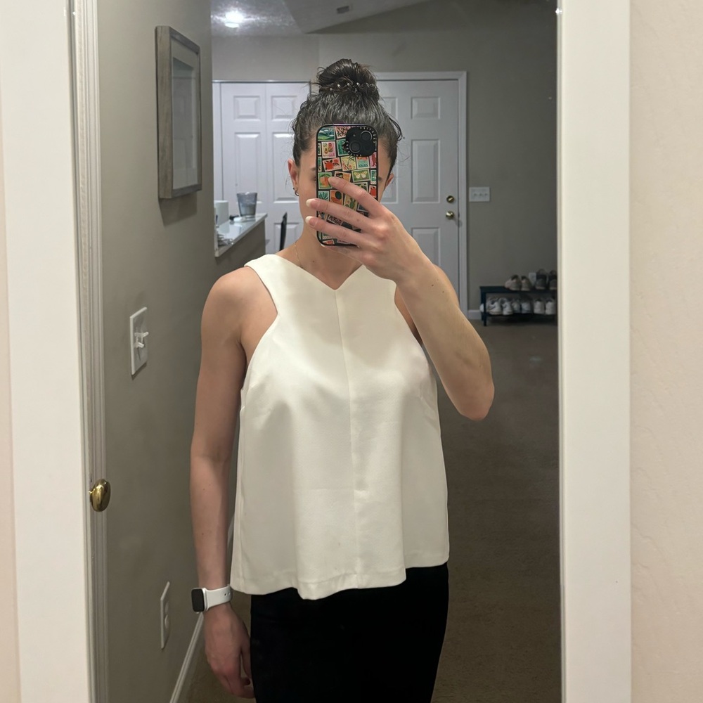Topshop White Back Crisscross Top